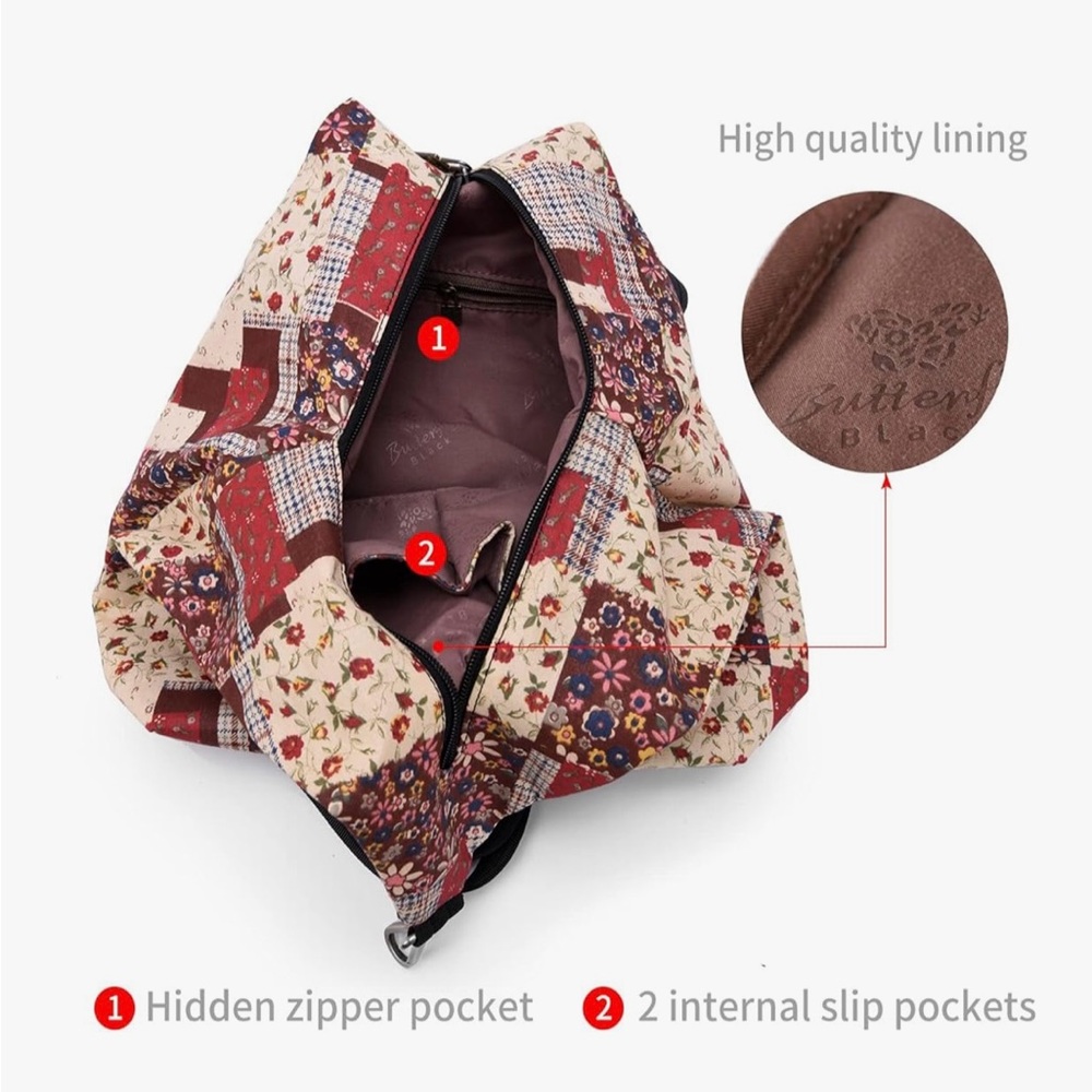 Black Butterfly Patchwork Boho Backpack For Women - image 4